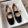 N1-5 Huidong Yixinda Shen Minero Mismo Estilo_Hebilla Cuadrada de Pedrería Zapatos Planos de Ballet Planos para Mujer Zapatos Mary Jane Otoño