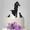 Exquisita tarjeta de inserción para pastel de boda de pareja besándose en acrílico, gato y perro, inserción de tarjeta para pastel de mascotas, accesorios para pastel de boda