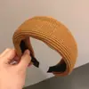 Diadema Plana de Punto de Color Sólido Retro Coreana de Ala Ancha Moda Versátil Elegante Simple Diadema Pinza para el Cabello de Celebridad de Internet