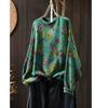 Suéter de Algodón con Estampado de Peces Vintage para Mujer, Holgado, Estilo Perezoso, para Primavera y Otoño, Diseño Único, Cuello Redondo, Suéter Pulóver, Moderno