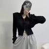 Jaqueta Suéter Coreana Feminina Gola Alta Zíper Padrão de Cânhamo Ombreira Novo Cardigan Tricotado