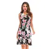 Vestido estampado sin mangas con cuello en V para mujer, talla grande, estilo urbano europeo y americano, tendencia de verano, 9023