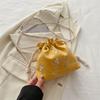 Bolsa pequeña de cordón suave de moda de este año para mujer 2024 primavera todo-combinable ins bolso de hombro bandolera bolso de cubo