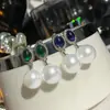 Pendientes Versa de Perla Gema Lágrimas de Sirena Antigua para Mujer con Cuentas Tahití Flor Corindón Azul Circonita
