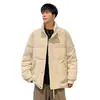 Nuevo Chaquetón Puffer Cálido para Hombre Otoño/Invierno 2026 con Relleno de Plumón de Pato Blanco 90, Diseño Texturizado con Cuello Alto de Raya Vertical, Marca Gruesa de Moda