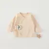 Roupa de Bebê Macacão Manga Longa Quatro Estações Classe A Algodão Puro Sem Costura para Recém-Nascidos Meninos e Meninas, Body e Camada Base