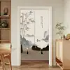 Cortina de Puerta Estilo Zen, Estilo Retro Chino, Uso Doméstico para Dormitorio y Baño, Cortina Divisoria de Privacidad, Media Cortina de Tela de Algodón y Lino para Cocina