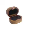 Caja de Anillo de Madera Maciza de Nogal Negro, Caja de Joyería Ovalada Vintage, Caja de Almacenamiento para Pendientes y Collares, Regalo de San Valentín