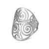 Joyería de acero titanio estilo corte personalizado moderno tornado nudo celta patrón hueco acero inoxidable anillo abierto