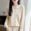 Cárdigan de punto de lana pura con cuello Peter Pan, un abrigo suéter suave y elegante de estilo vintage, perfecto para usar en capas en otoño e invierno