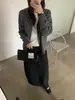 Suéter/prenda de abrigo de lana con capucha, cremallera, estilo coreano, simple, a rayas, para otoño/invierno, corte holgado, adelgazante, manga larga