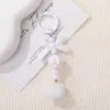Nuevo colgante de lazo con pompón y cuentas, accesorio DIY para llaveros, charm de bolso hecho a mano lindo y adorable