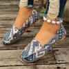 Zapatos Planos Perezosos Cubiertos de Tela de Nuevo Color Bloqueado Transfronterizos para Mujer Comercio Exterior Estilo Étnico Boca Baja Transpirables Perezosos para el Trabajo