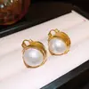 Pendientes de plata con baño de oro real, aguja cuadrada, borla de perla y circonita, pendientes de lujo ligero de alta gama, fabricante de pendientes vintage