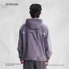 Chamarra con Capucha de Bloques de Color para Hombre para Exteriores, Estilo Otoño, Moda Callejera, Bolsillos con Cremallera, Corte Holgado, Abrigo Deportivo a Prueba de Viento