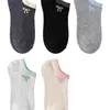 Calcetines tobilleros de estilo femenino con bloques de color frescos y lazo para mujer, calcetines finos de corte bajo para primavera y verano, calcetines cortos versátiles invisibles