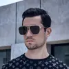 [Personalizado] Gafas de Sol Retro de Doble Varilla para Hombre Gafas de Sol Europeas y Americanas Ins de Montura Grande Gafas de Ciclismo Trendy para Exterior
