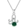 Collar Transfronterizo Europeo y Americano de Plata de Ley S925 Flor de Lirio del Amazonas Doce Piedras de Nacimiento Colgante Elegante Versátil Cadena para la Clavícula