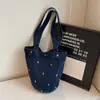 Bolsa Jeans Estilo Coreano para Mulheres, Bolsa Saco Elegante e de Aparência Sofisticada, Novo Modelo Verão 2026, Bolsa de Mão/Ombro Fresca e Casual