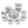 Juego de té de jade graso de oveja, traje con logo impreso para enviar a clientes, tazón de cubierta de cerámica, taza de té, caja de regalo, regalo para la reunión anual, regalo para acompañante