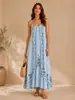 Vestido Longo Estampado com Alça Estilo Europeu e Americano 2026 para Mulheres Vestido Estilo Boêmio Roupas Femininas Transfronteiriças