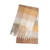 Novo Cachecol Ac-Style Outono e Inverno para Mulheres, Xale Grosso Xadrez Dupla Face com Padrão Colorido de Quatro Quadros