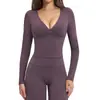 Top de Yoga de Manga Larga Ajustado de Vellón Cepillado Transfronterizo para Fitness de Alta Intensidad, Pilates, Running, Deporte, Manga Larga 4520