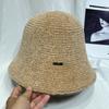 Sombrero de Pescador de Punto Sólido Simple Estilo Japonés para Mujer Otoño e Invierno Cubrebocas liso Moda Versátil Sombrero Cubeta Sombrero Cubo Pequeño que Muestra la Cara
