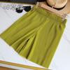 Pantalones de Nudo Miyake Pantalones Cortos Anchos Plisados para Mujer Verano Estilo Coreano Cintura Alta Adelgazantes Holgados Casuales Pantalones Delgados