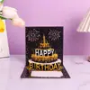 Tarjeta de felicitación de tallado en papel hueco 3D Bendición Tarjeta de felicitación plegable de pastel de cumpleaños Sentido avanzado Fuegos artificiales creativos Tarjeta de felicitación de regalo