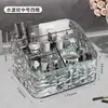 Caixa de Armazenamento Transparente de Acrílico com Quatro Compartimentos e Padrão de Ondas de Água Porta-Maquiagem de Mesa com Divisórias