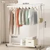 Perchero de pie para uso doméstico en el dormitorio, simple, plegable, de una sola barra, móvil para interiores, para secar ropa y sombreros, para dormitorio