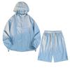 Traje de Proteção Solar para Homens, Roupa de Proteção Solar de Nylon Fina para o Verão, Shorts de Secagem Rápida, Conjunto Respirável de Duas Peças para Proteção Solar ao Ar Livre