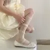Calcetines Cortos de Encaje Puro Deseo Calcetines con Lazo JK Calcetines Finos de Primavera y Verano para Mujer Estilo Ballet de Longitud Media Calcetines Japoneses Apilados