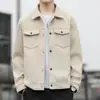 Jaqueta de lapela moderna estilo workwear americano para homens, outono e inverno de 2026, jaqueta superior casual versátil de veludo cotelê com forro de fleece