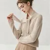 Suéter feminino de cashmere, blusa de tricô de corte solto, design emagrecedor, estilo francês, único, com fitas esvoaçantes, macio e confortável