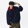 Sudadera con capucha nueva de otoño 2026 para hombre, chaqueta cárdigan de cremallera casual holgada de color liso, sudadera con bloques de color, tendencia deportiva