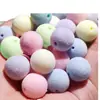 Cuentas de Flocking de Color Macarrón con Agujero Recto Hechas a Mano Accesorios para Ropa Antigua de Otoño e Invierno Felpa 10 Piezas/Paquete Material Libre