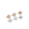 Ouro 14k cravejado com zircônia flor de cinco pétalas fileira dupla fileira tripla espaçador pulseira colar de cristal DIY feito à mão contas de três furos
