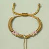Pulseira Semi-Acabada com Nó Flor de Pessegueiro Tecida à Mão, Ajustável com Contas, Adequada para Melhores Amigos e Casais, Acessórios de Joias Comemorativas