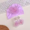 Touca de Bebê Primavera e Outono Fina Adorável para Fontanela Infantil com Flor para Menina Recém-nascido Chapéu Fetal Verão