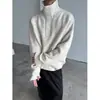 Suéter grueso de punto reversible con cuello alto y botones, estilo coreano casual holgado para hombre, jersey de invierno