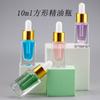 En Stock Botella Cuadrada de Cristal de 10ml Botella de Aceite Esencial Botella Transparente de Vidrio para Base de Maquillaje Envase de Líquido Esencial Botella de Vidrio Cosmético