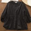 Ropa de Trabajo Estilo Coreano Lin Luoli Elegante Cuello en V Ceñida Camisa Estilo Baby Doll Aspecto Holgado Adelgazante Manga Media Manga Corta Camisa Exterior