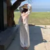 Pantalones Blancos de Lino Estrechos de Pierna Ancha para Mujer, Novedad Verano 2026 Delgados de Cintura Alta Adelgazantes Sueltos Transpirables de Largo Completo