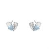 Brincos de cristal azul transparente gelo amor agulha de prata brincos femininos luz luxo temperamento de alta qualidade brincos delicados legais da moda