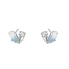 Brincos de Coração de Cristal Azul Gelo com Pino de Prata para Mulheres, Luxo Acessível, High-End, Brincos Elegantes, Modernos, Cool e Exquisitos