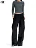 Pantalones rectos de doble pinza estilo americano 11KN para hombre y mujer, corte holgado, marca de moda, tacto de alta gama, caída fluida, versátiles pantalones casuales de pierna ancha
