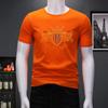Estación Europea Transfronteriza Lujo Ligero Verano Juventud Hombres Manga Corta Industria Pesada Taladrado en Caliente Camiseta Top para Hombre Talla Grande Camiseta de Algodón Merceizado