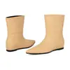 Botas de Cuero para Mujer Talla 34-43 Otoño e Invierno con Punta Fina, Suela de Goma, Suela Suave Antideslizante, Tacón Bajo, Botas de Caña Alta para Mujer, Botas de Moda Transfronterizas